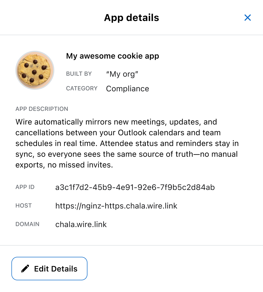 app details